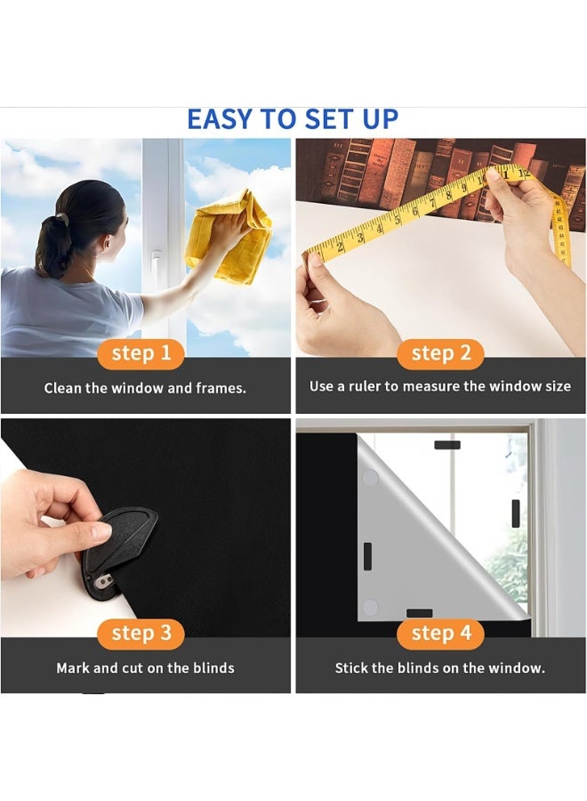 كيل › عرض 146 سم طول 100 سم ستائر معتمة محمولة مع شريط لاصق ذاتي وأدوات لغرفة النوم وغرفة المعيشة والحمام والعلية ستائر معتمة - Image 3